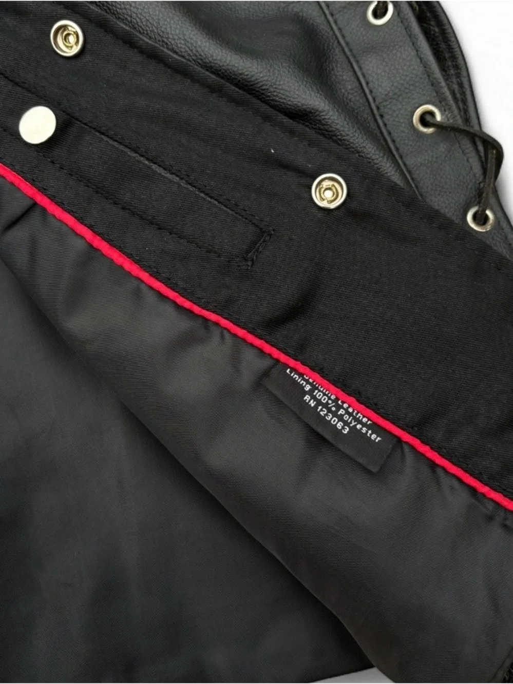ALLSTATE LEATHER Black Leather Denim Style Biker Motorcycle Vest Size 44